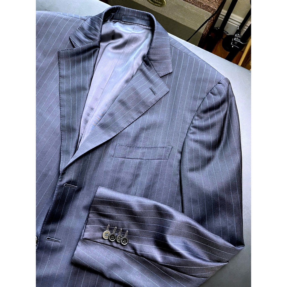 Ermenegildo Zegna 42R Navy Blue 3btn Mens 4 Wool Silk Pinstripe Blazer
